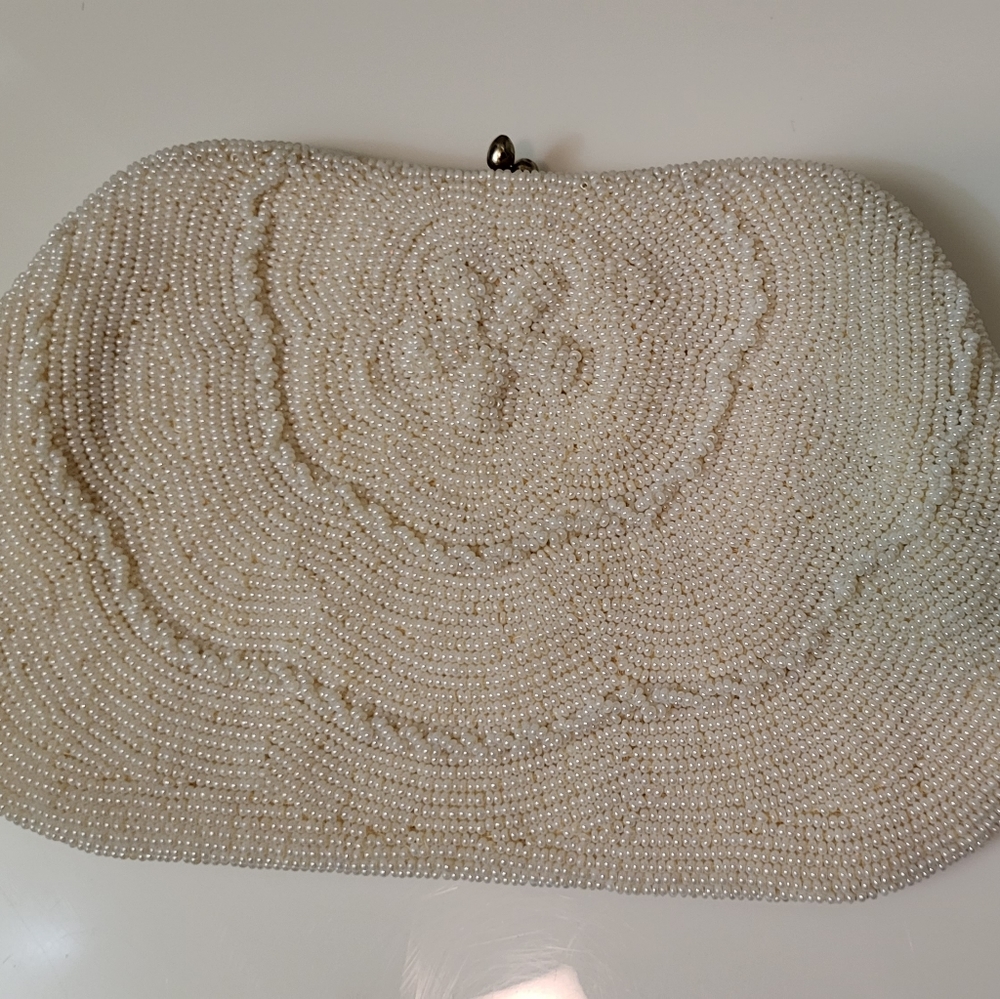 Vintage Richere Clutch, Hand made in Japan, Seed Beaded Evening Bag